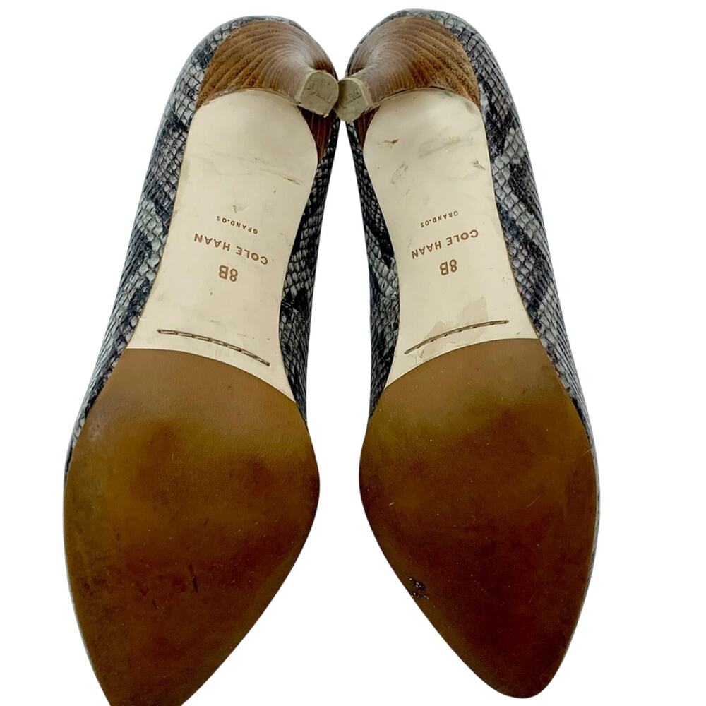 Cole Haan Snakeskin Almond Toe 3.5” Heels Women’s Size 8B Python Print Pumps - Picture 8 of 10